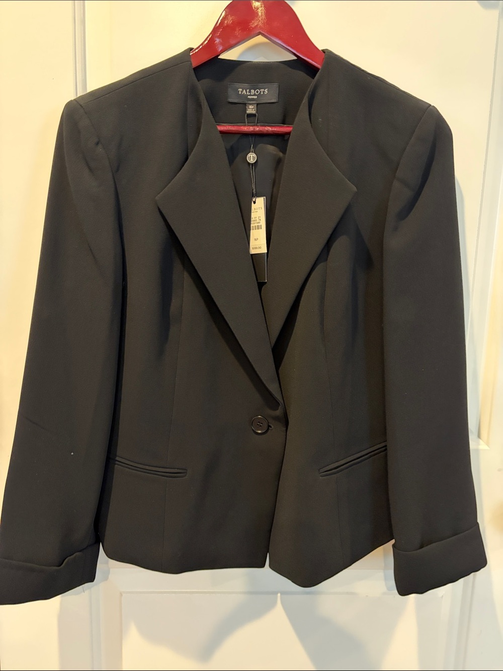 Talbots Black Single-Button Tailored Blazer with Notch Lapel